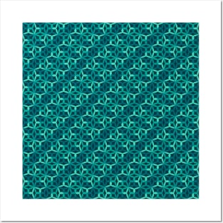 Geometric Flower Petal Pattern (Teal) Posters and Art